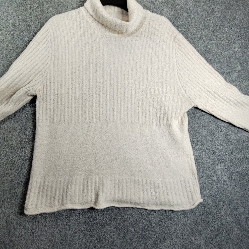 Merona Womens Ivory Knit Wool Blend Turtleneck Sweater Size L Long Sleeve